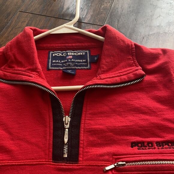 Vtg Polo sport 1/4 zip sweatshirt size S red EUC - Picture 7 of 10